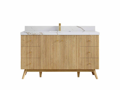 Pasadena Teak Wood 60 in. W x 22 in. D Single Sink Bathroom Vanity - Willow Bath and Vanity