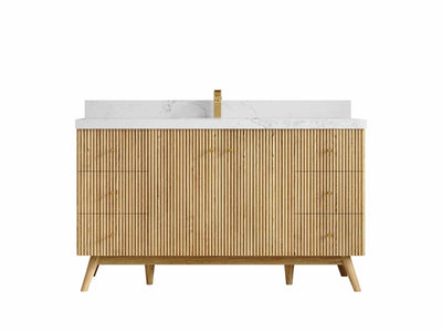 Pasadena Teak Wood 60 in. W x 22 in. D Single Sink Bathroom Vanity - Willow Bath and Vanity