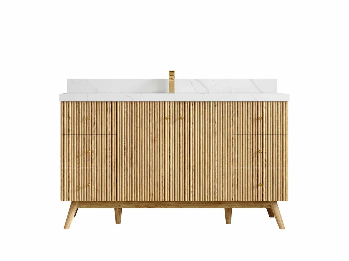 Pasadena Teak Wood 60 in. W x 22 in. D Single Sink Bathroom Vanity - Willow Bath and Vanity