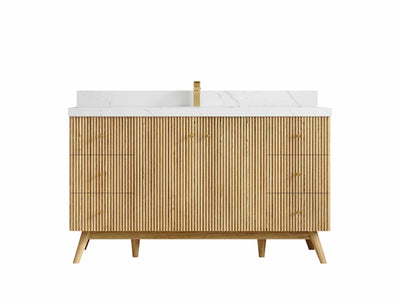 Pasadena Teak Wood 60 in. W x 22 in. D Single Sink Bathroom Vanity - Willow Bath and Vanity