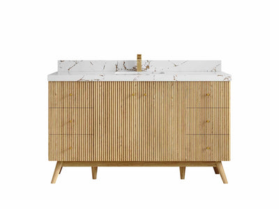 Pasadena Teak Wood 60 in. W x 22 in. D Single Sink Bathroom Vanity - Willow Bath and Vanity