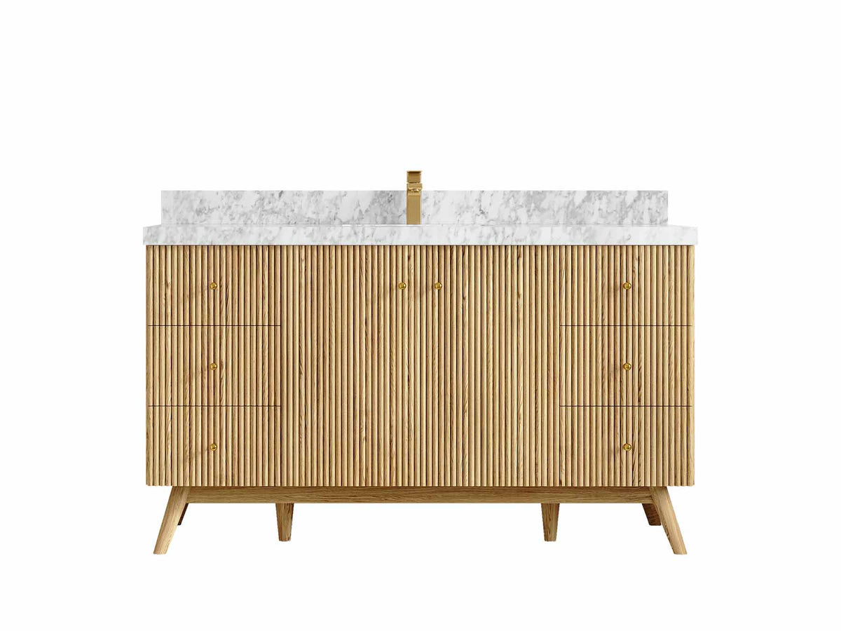 Pasadena Teak Wood 60 in. W x 22 in. D Single Sink Bathroom Vanity - Willow Bath and Vanity