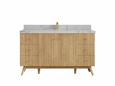 Pasadena Teak Wood 60 in. W x 22 in. D Single Sink Bathroom Vanity - Willow Bath and Vanity