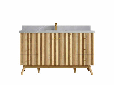 Pasadena Teak Wood 60 in. W x 22 in. D Single Sink Bathroom Vanity - Willow Bath and Vanity