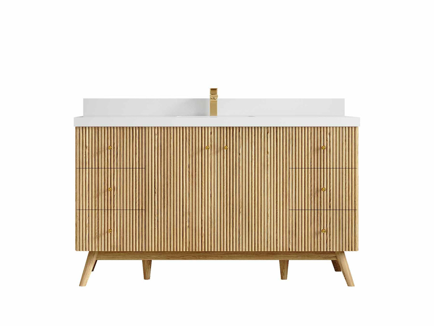 Pasadena Teak Wood 60 in. W x 22 in. D Single Sink Bathroom Vanity