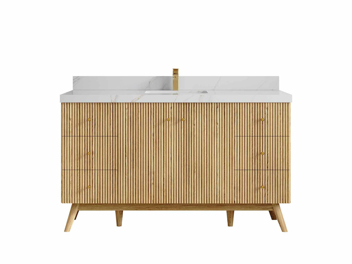 Pasadena Teak Wood 60 in. W x 22 in. D Single Sink Bathroom Vanity - Willow Bath and Vanity
