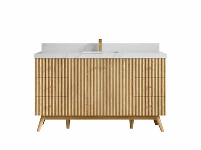 Pasadena Teak Wood 60 in. W x 22 in. D Single Sink Bathroom Vanity - Willow Bath and Vanity