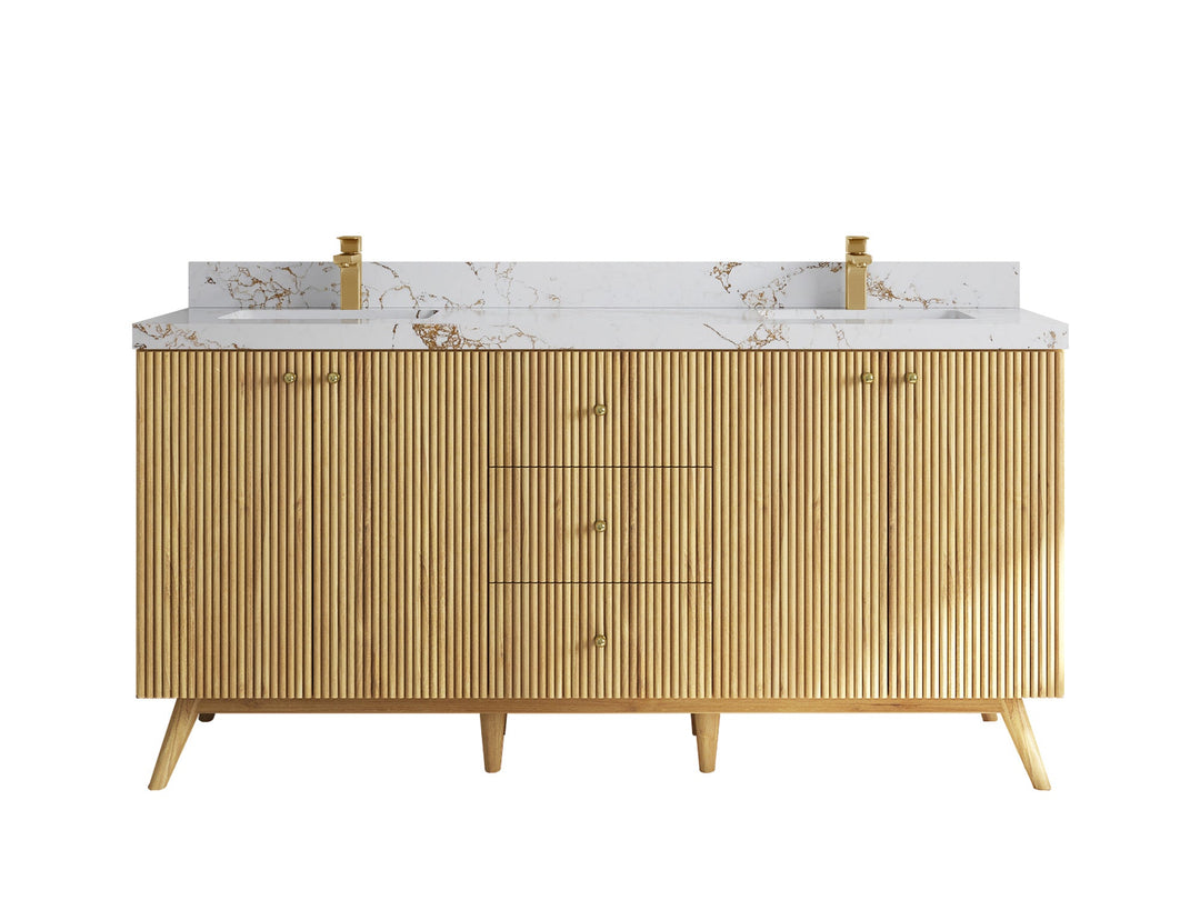 Pasadena Teak Wood 72 in. W x 22 in. D Double Sink Bathroom Vanity - Willow Bath and Vanity