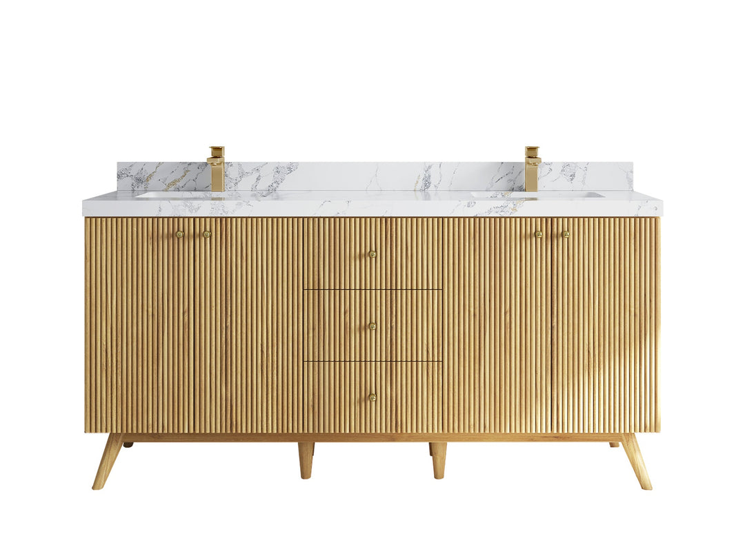 Pasadena Teak Wood 72 in. W x 22 in. D Double Sink Bathroom Vanity - Willow Bath and Vanity
