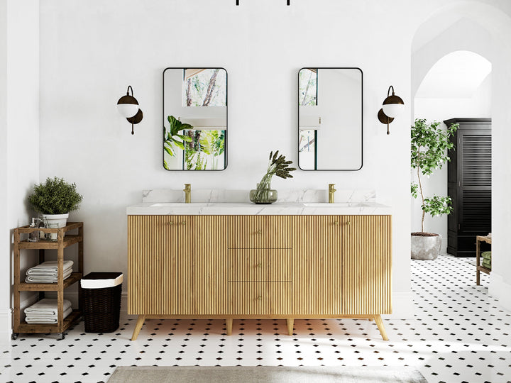 Pasadena Teak Wood 72 in. W x 22 in. D Double Sink Bathroom Vanity - photo 3