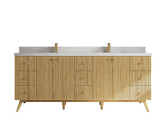 Pasadena Teak Wood 84 in. W x 22 in. D Double Sink Bathroom Vanity - photo 1