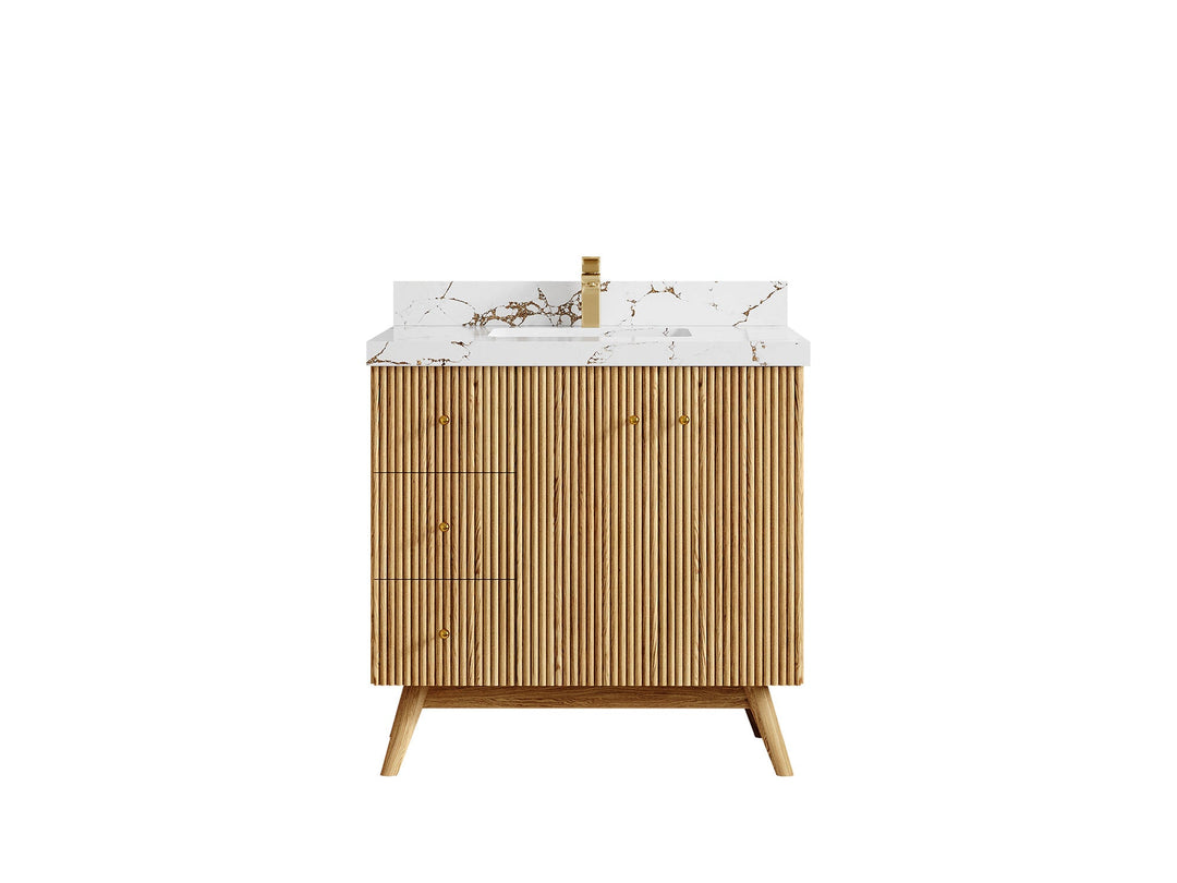 Pasadena White Oak 36 in. W x 22 in. D Center Sink Bathroom Vanity - Willow Bath and Vanity