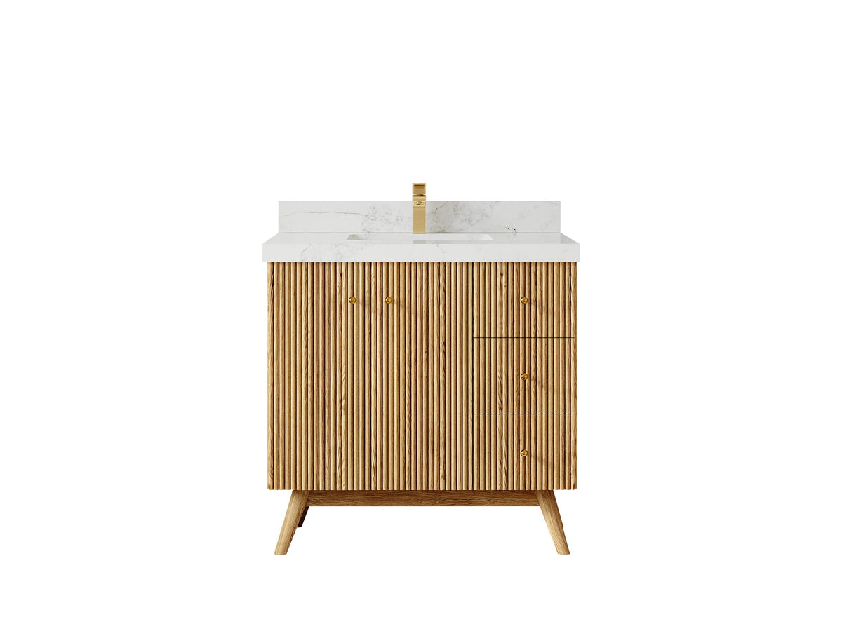 Pasadena White Oak 36 in. W x 22 in. D Center Sink Bathroom Vanity - Willow Bath and Vanity