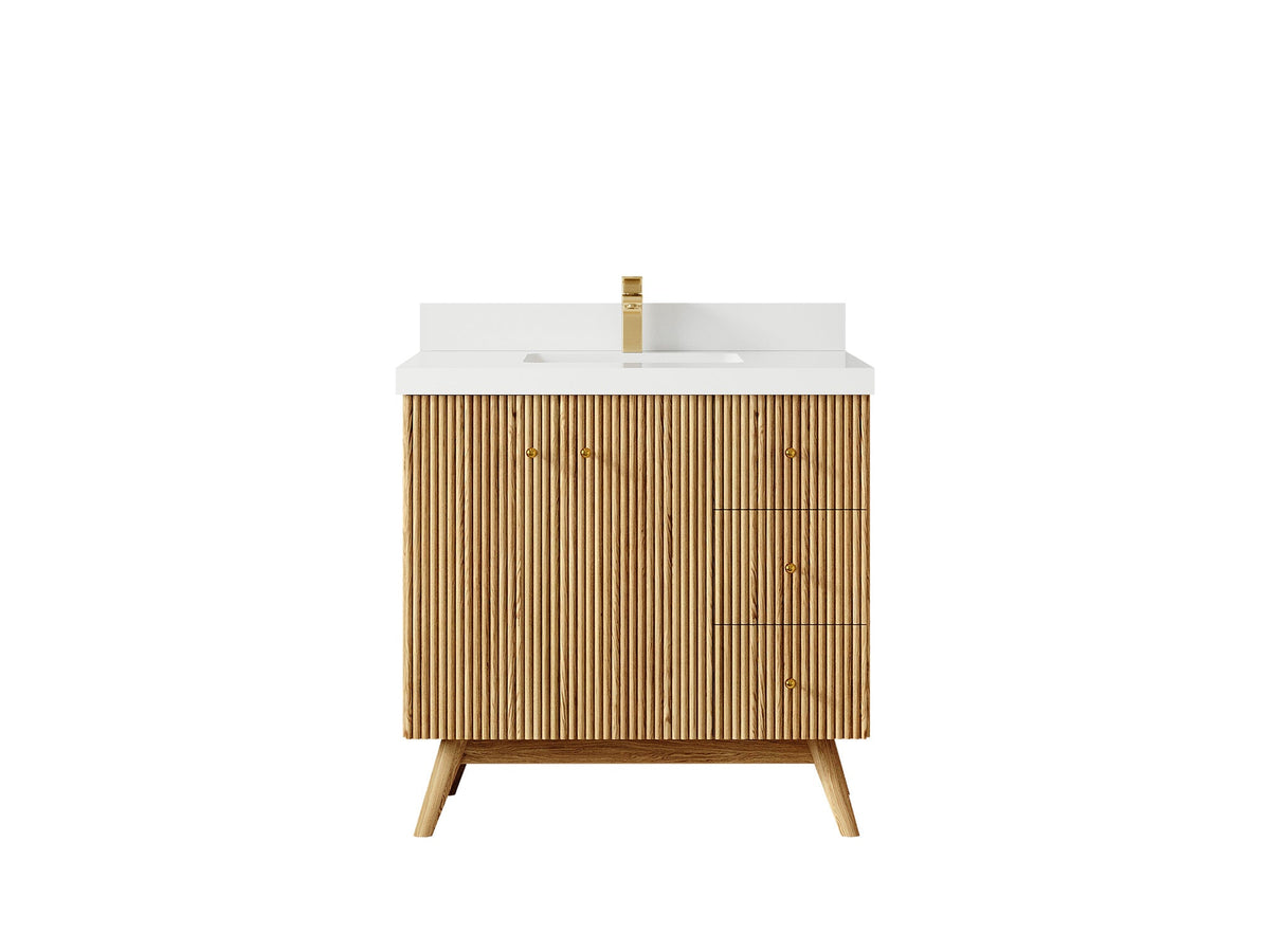 Pasadena White Oak 36 in. W x 22 in. D Center Sink Bathroom Vanity - Willow Bath and Vanity
