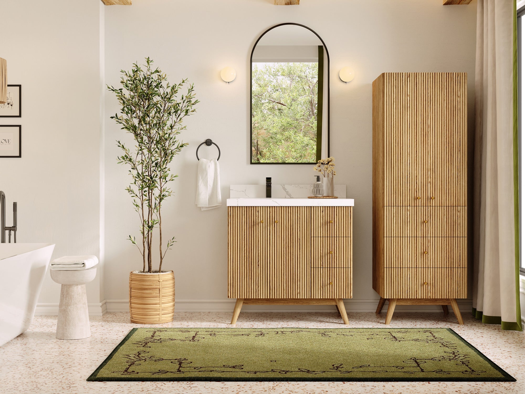 Pasadena White Oak 36 in. W x 22 in. D Left Offset Sink Bathroom Vanity - Willow Bath and Vanity