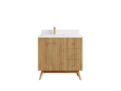 Pasadena White Oak 36 in. W x 22 in. D Left Offset Sink Bathroom Vanity - photo 28