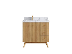 Pasadena White Oak 36 in. W x 22 in. D Left Offset Sink Bathroom Vanity - photo 8