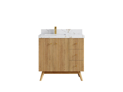 Pasadena White Oak 36 in. W x 22 in. D Left Offset Sink Bathroom Vanity - Willow Bath and Vanity