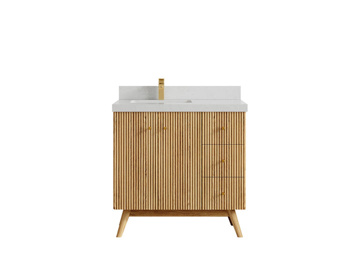 Pasadena White Oak 36 in. W x 22 in. D Left Offset Sink Bathroom Vanity - photo 22