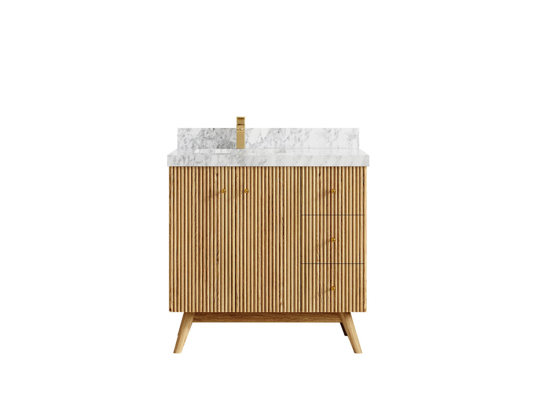 Pasadena White Oak 36 in. W x 22 in. D Left Offset Sink Bathroom Vanity - Willow Bath and Vanity
