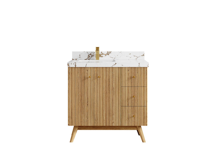 Pasadena White Oak 36 in. W x 22 in. D Left Offset Sink Bathroom Vanity - photo 36