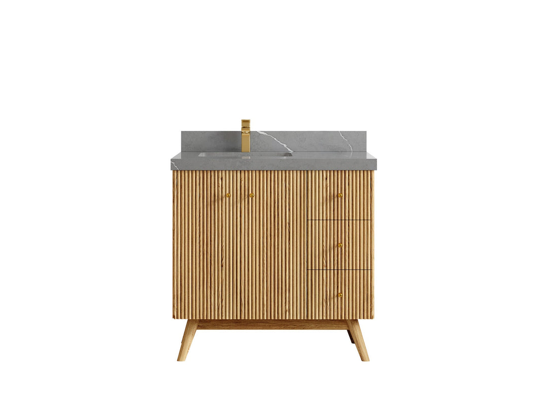 Pasadena White Oak 36 in. W x 22 in. D Left Offset Sink Bathroom Vanity - Willow Bath and Vanity