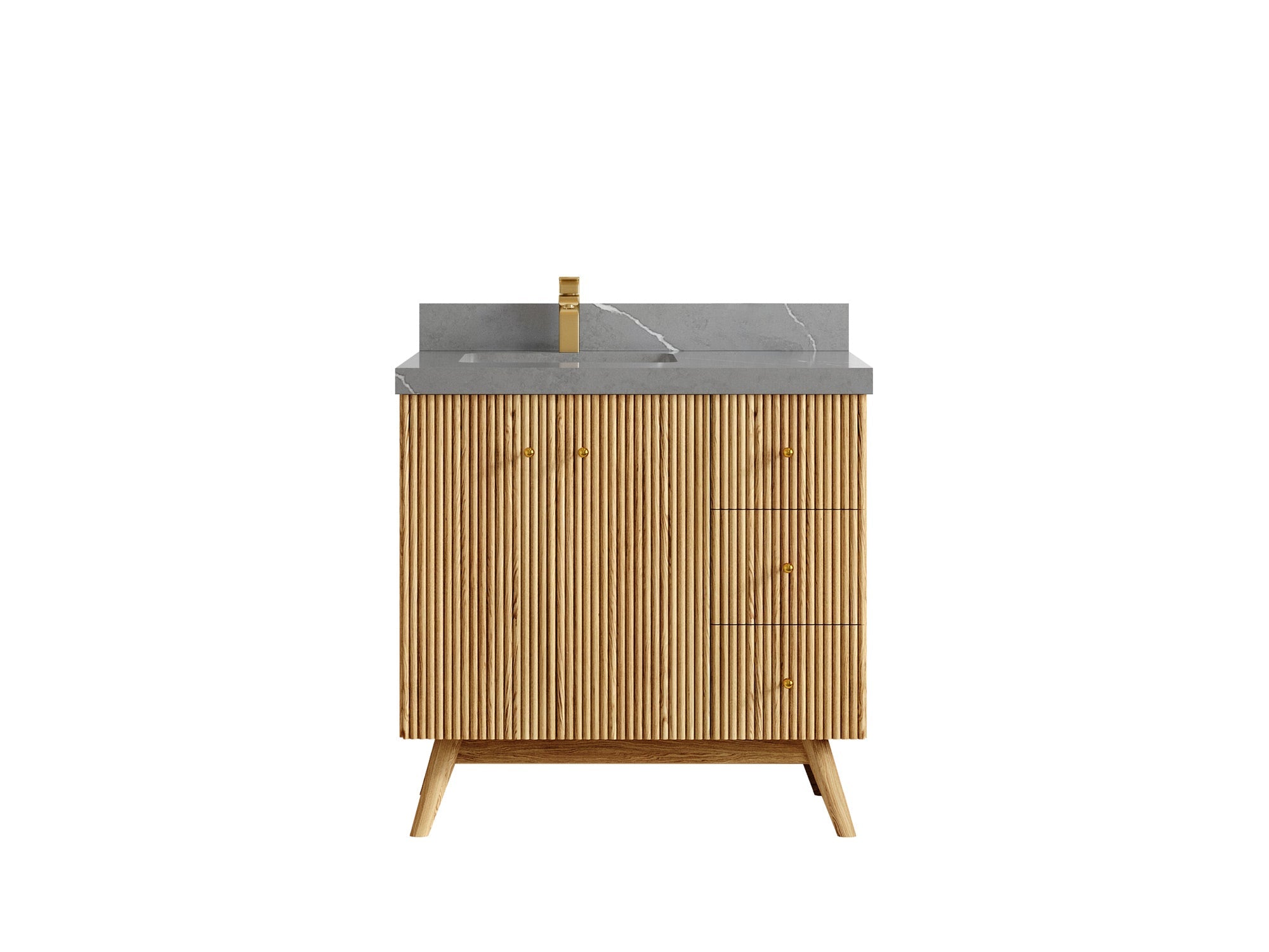 Pasadena White Oak 36 in. W x 22 in. D Left Offset Sink Bathroom Vanity - Willow Bath and Vanity