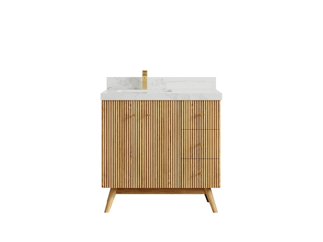 Pasadena White Oak 36 in. W x 22 in. D Left Offset Sink Bathroom Vanity - Willow Bath and Vanity