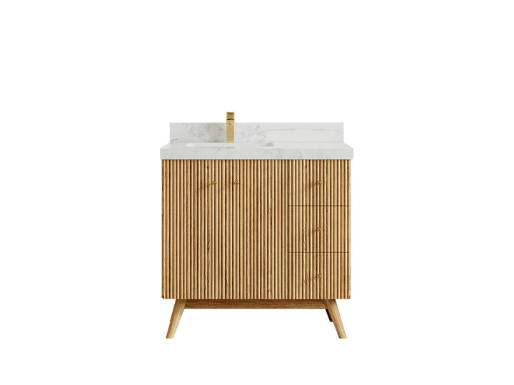 Pasadena White Oak 36 in. W x 22 in. D Left Offset Sink Bathroom Vanity - photo 16