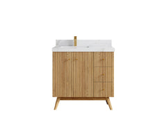 Pasadena White Oak 36 in. W x 22 in. D Left Offset Sink Bathroom Vanity - photo 18