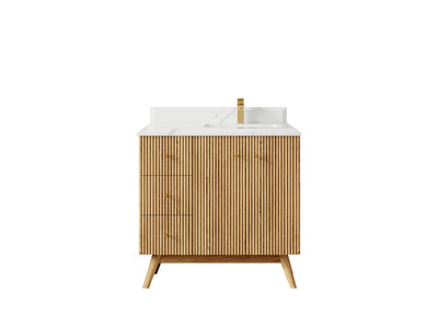 Pasadena White Oak 36 in. W x 22 in. D Right Offset Sink Bathroom Vanity - Willow Bath and Vanity