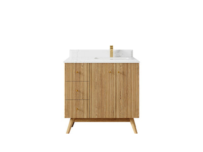 Pasadena White Oak 36 in. W x 22 in. D Right Offset Sink Bathroom Vanity - Willow Bath and Vanity