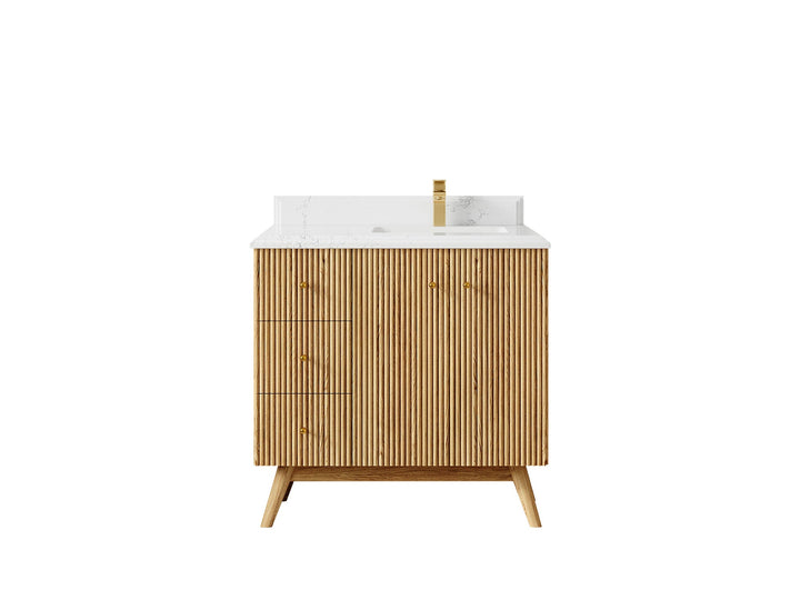 Pasadena White Oak 36 in. W x 22 in. D Right Offset Sink Bathroom Vanity - photo 26