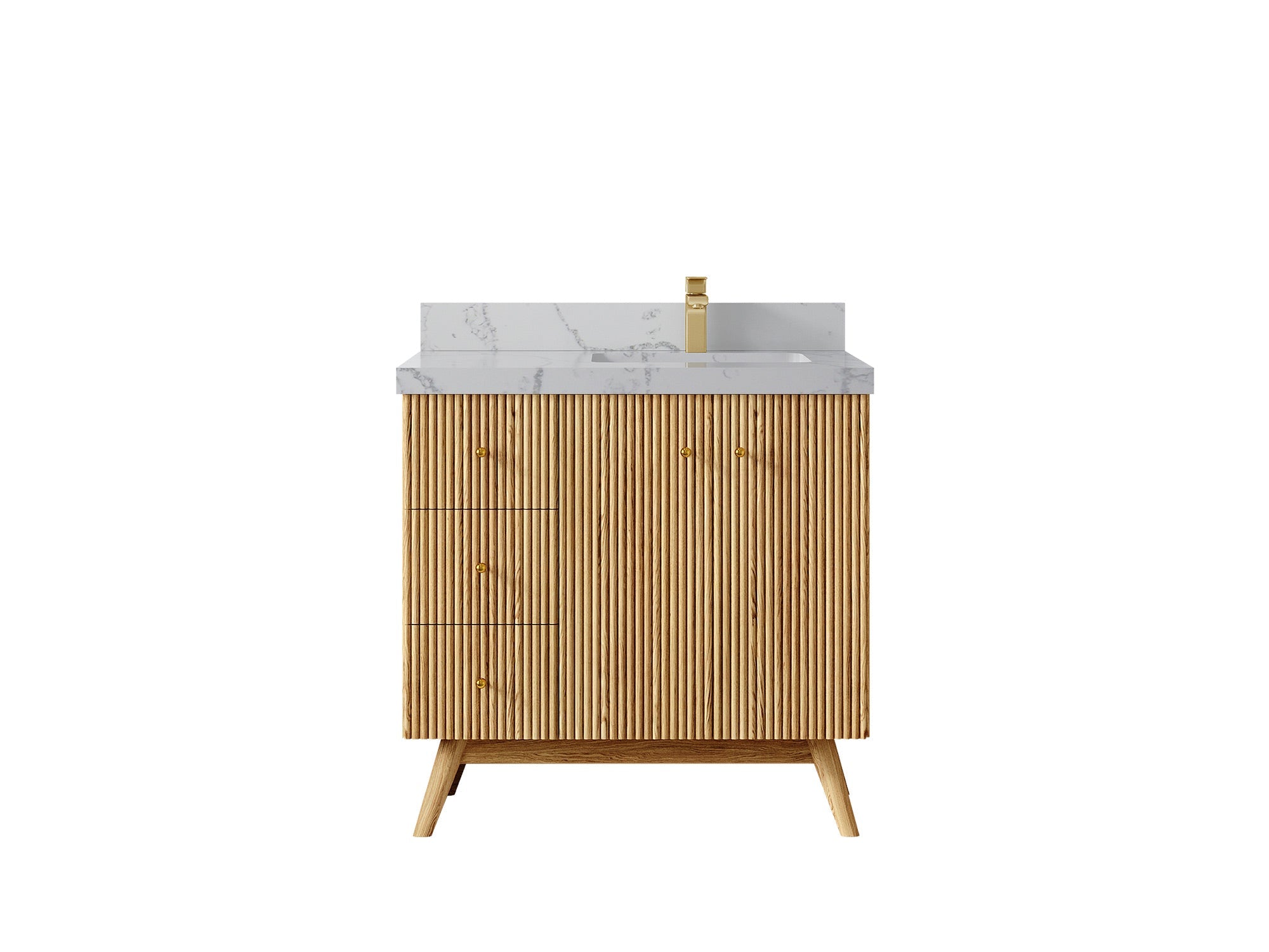 Pasadena White Oak 36 in. W x 22 in. D Right Offset Sink Bathroom Vanity - Willow Bath and Vanity