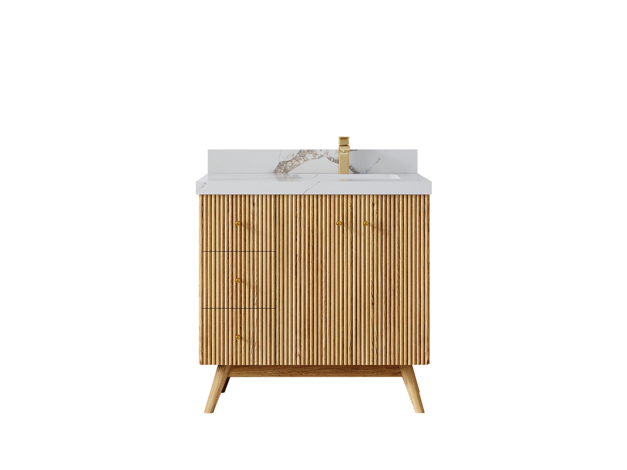 Pasadena White Oak 36 in. W x 22 in. D Right Offset Sink Bathroom Vanity - Willow Bath and Vanity