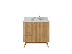 Pasadena White Oak 36 in. W x 22 in. D Right Offset Sink Bathroom Vanity - photo 12