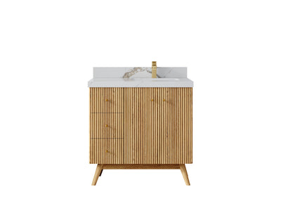 Pasadena White Oak 36 in. W x 22 in. D Right Offset Sink Bathroom Vanity - Willow Bath and Vanity