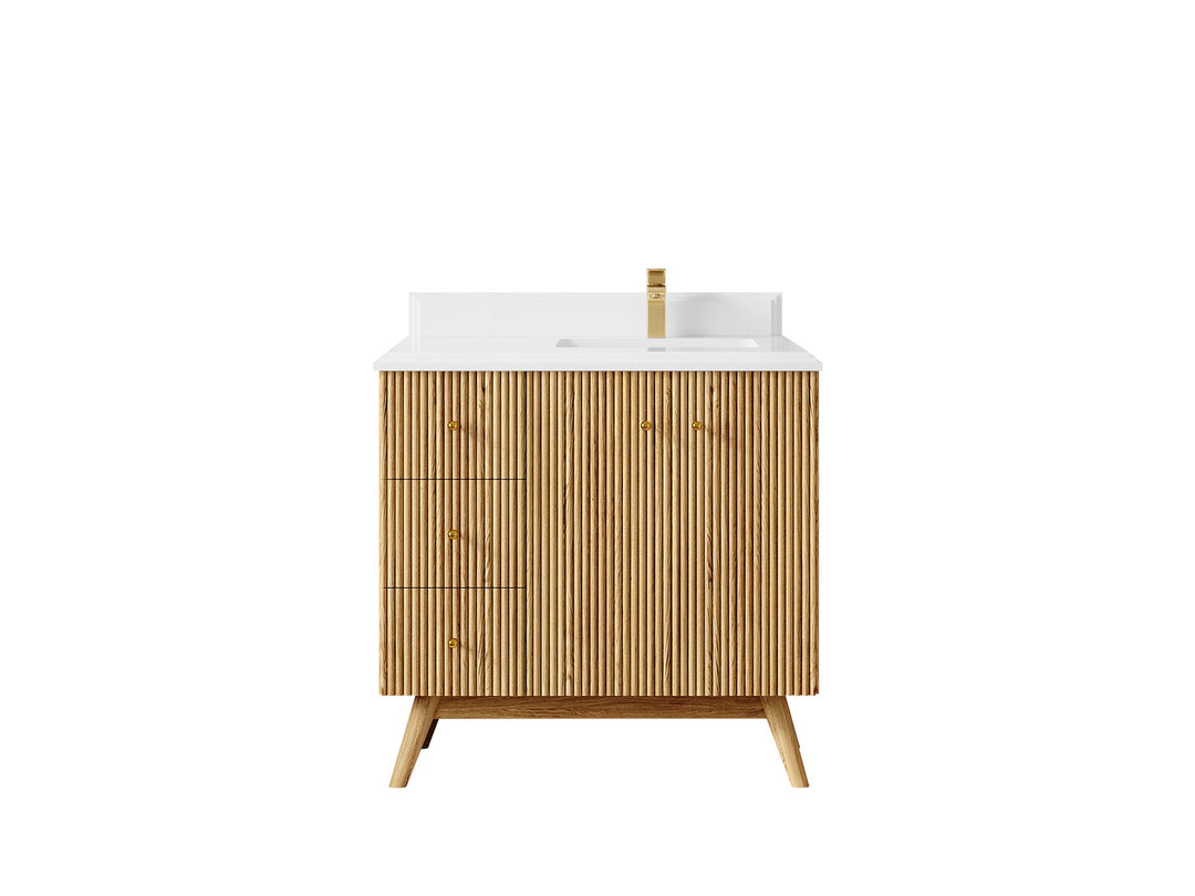Pasadena White Oak 36 in. W x 22 in. D Right Offset Sink Bathroom Vanity - Willow Bath and Vanity