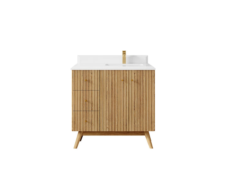 Pasadena White Oak 36 in. W x 22 in. D Right Offset Sink Bathroom Vanity - photo 30
