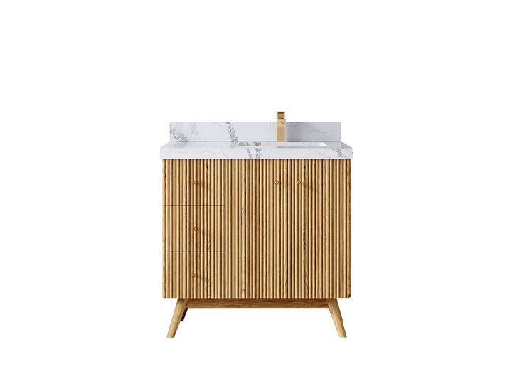 Pasadena White Oak 36 in. W x 22 in. D Right Offset Sink Bathroom Vanity - photo 8