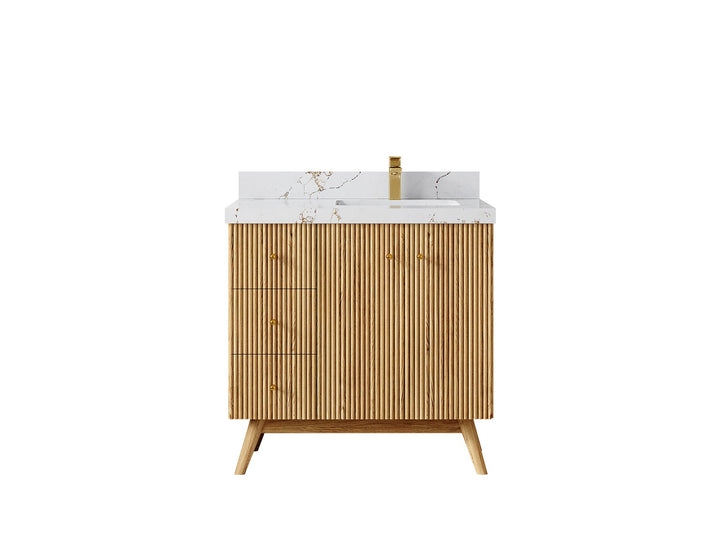 Pasadena White Oak 36 in. W x 22 in. D Right Offset Sink Bathroom Vanity - photo 40