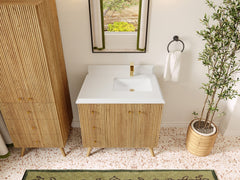 Pasadena White Oak 36 in. W x 22 in. D Right Offset Sink Bathroom Vanity - photo 29