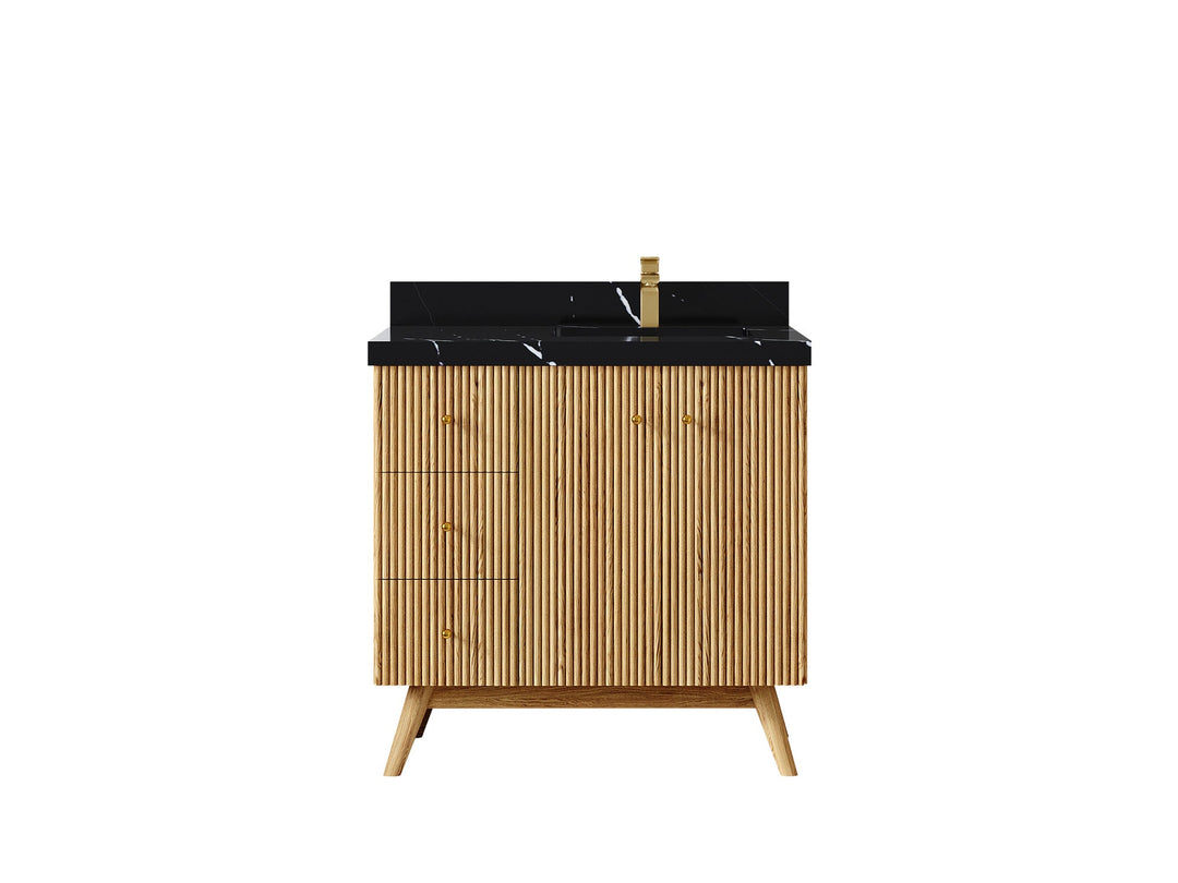 Pasadena White Oak 36 in. W x 22 in. D Right Offset Sink Bathroom Vanity - Willow Bath and Vanity