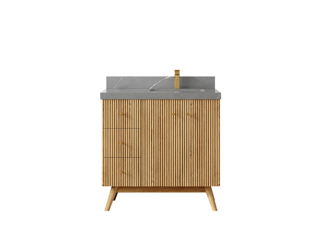 Pasadena White Oak 36 in. W x 22 in. D Right Offset Sink Bathroom Vanity - Willow Bath and Vanity