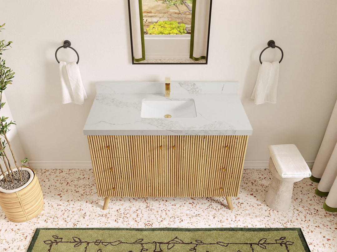 Pasadena White Oak 48 in. W x 22 in. D Single Sink Bathroom Vanity - Willow Bath and Vanity