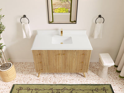 Pasadena White Oak 48 in. W x 22 in. D Single Sink Bathroom Vanity - Willow Bath and Vanity