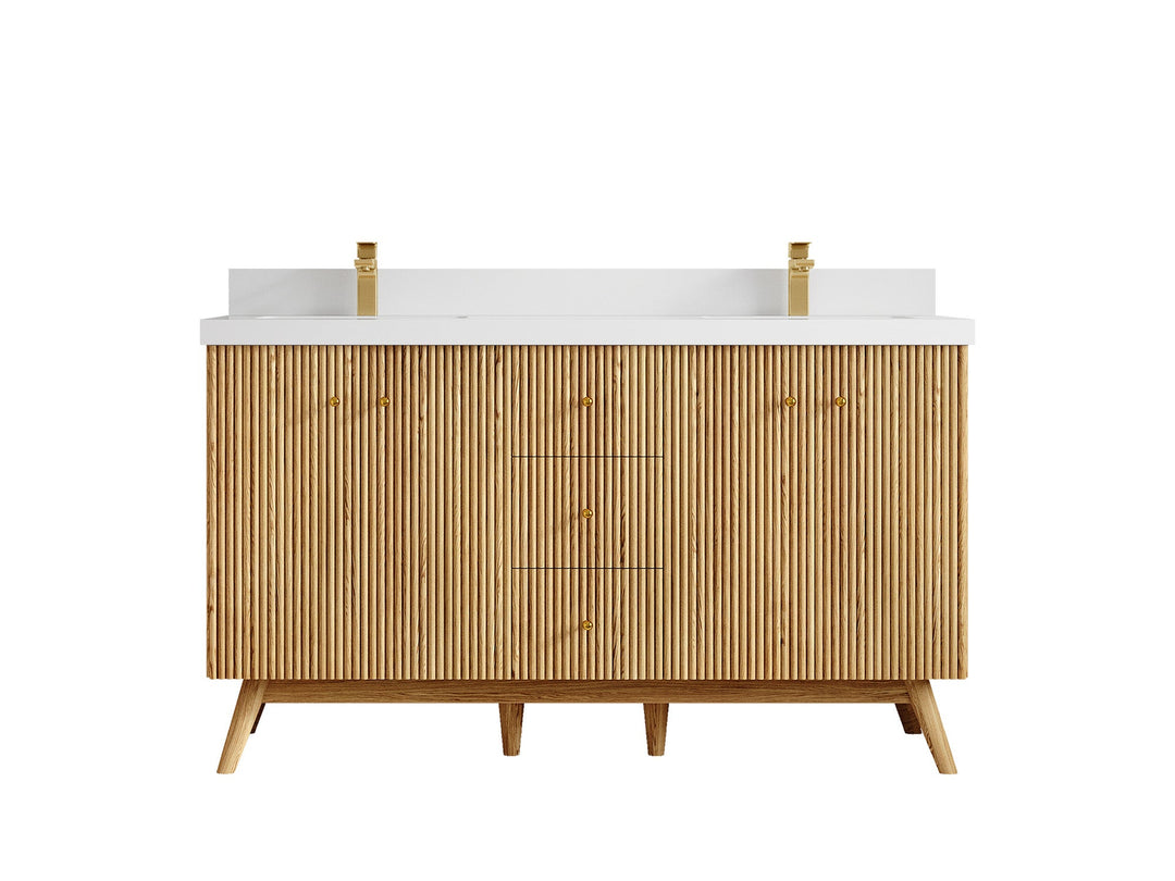 Pasadena White Oak 60 in. W x 22 in. D Double Sink Bathroom Vanity - Willow Bath and Vanity