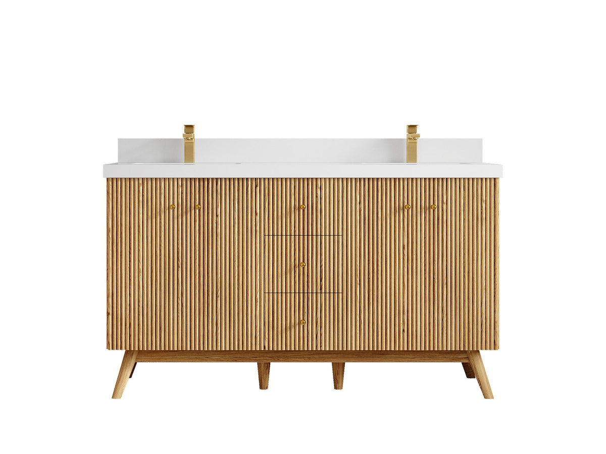 Pasadena White Oak 60 in. W x 22 in. D Double Sink Bathroom Vanity - Willow Bath and Vanity