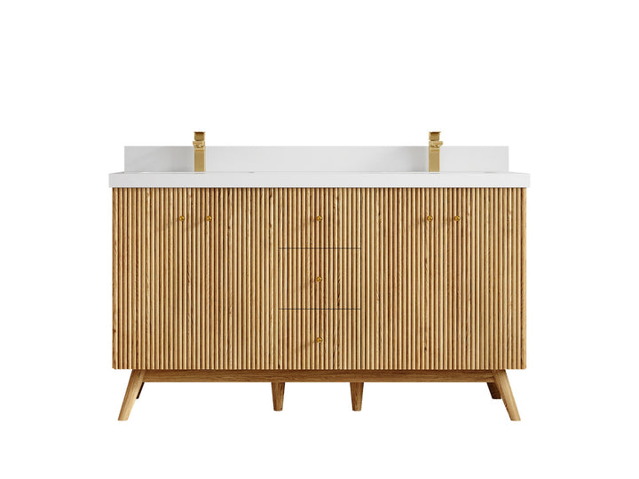 Pasadena White Oak 60 in. W x 22 in. D Double Sink Bathroom Vanity - photo 44
