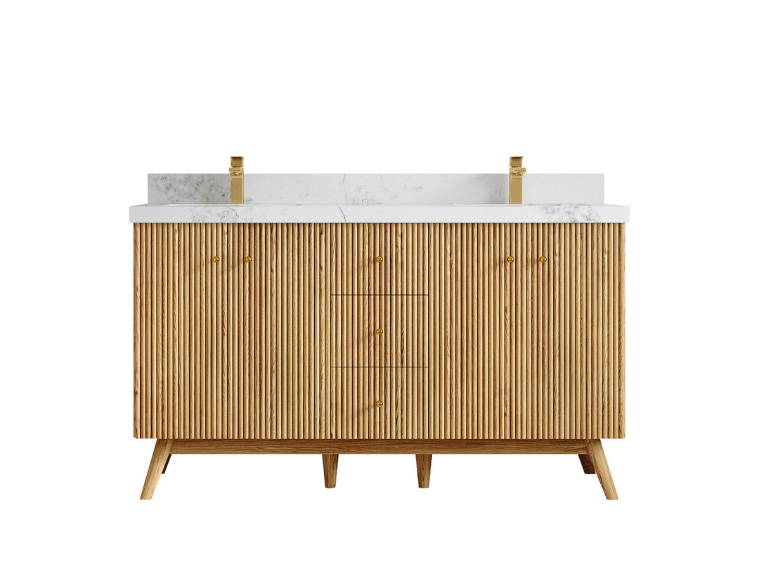 Pasadena White Oak 60 in. W x 22 in. D Double Sink Bathroom Vanity - Willow Bath and Vanity